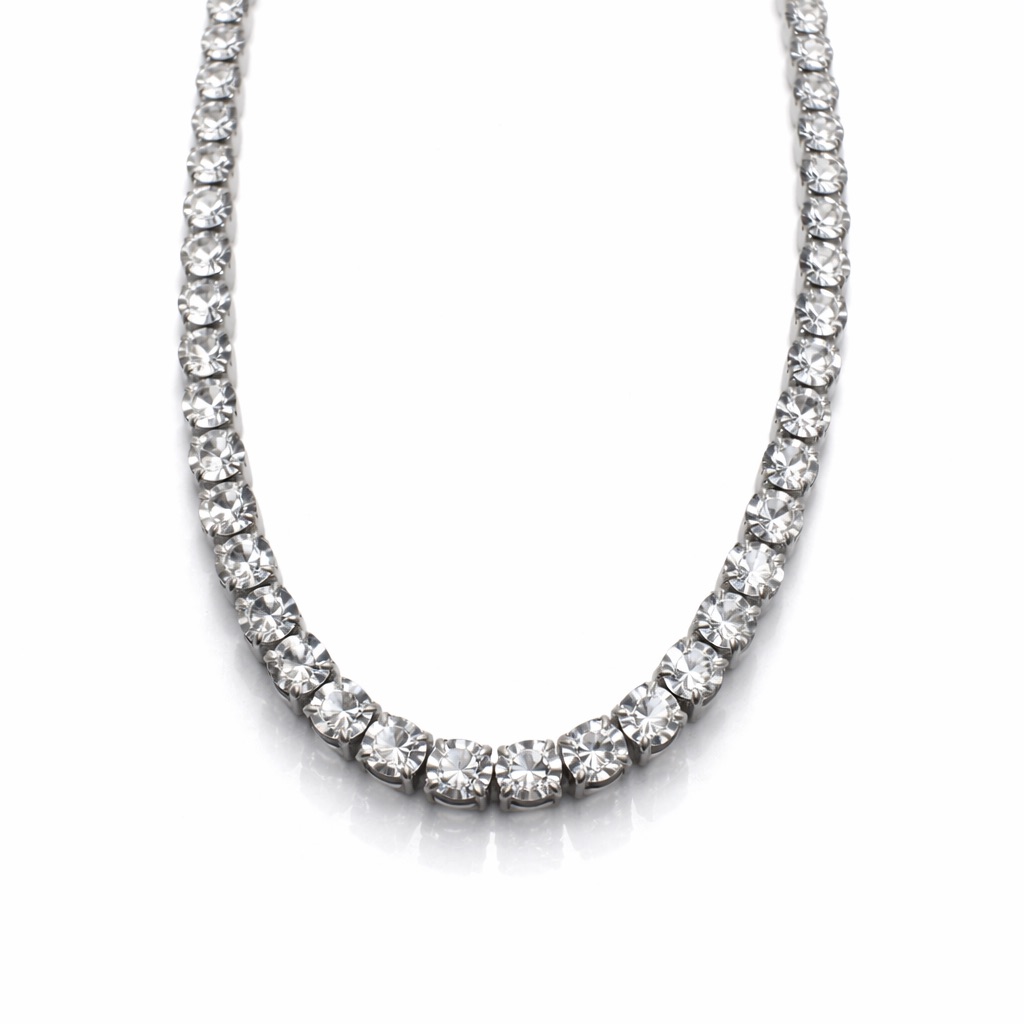 3mm Silver Crystal Tennis Necklace 50$